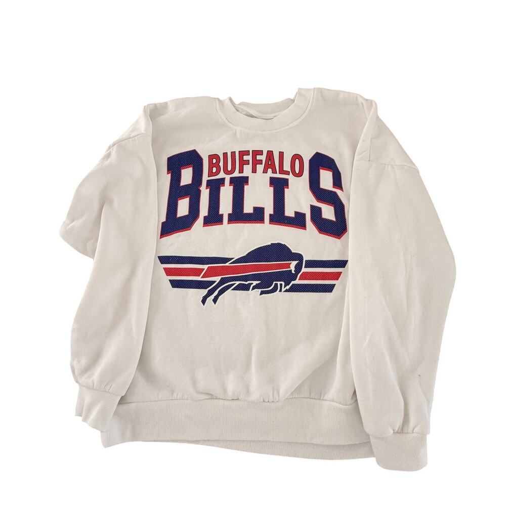 Buffalo Bills Crewneck Sweatshirt Women’s Small White Pullover Gameday Couture